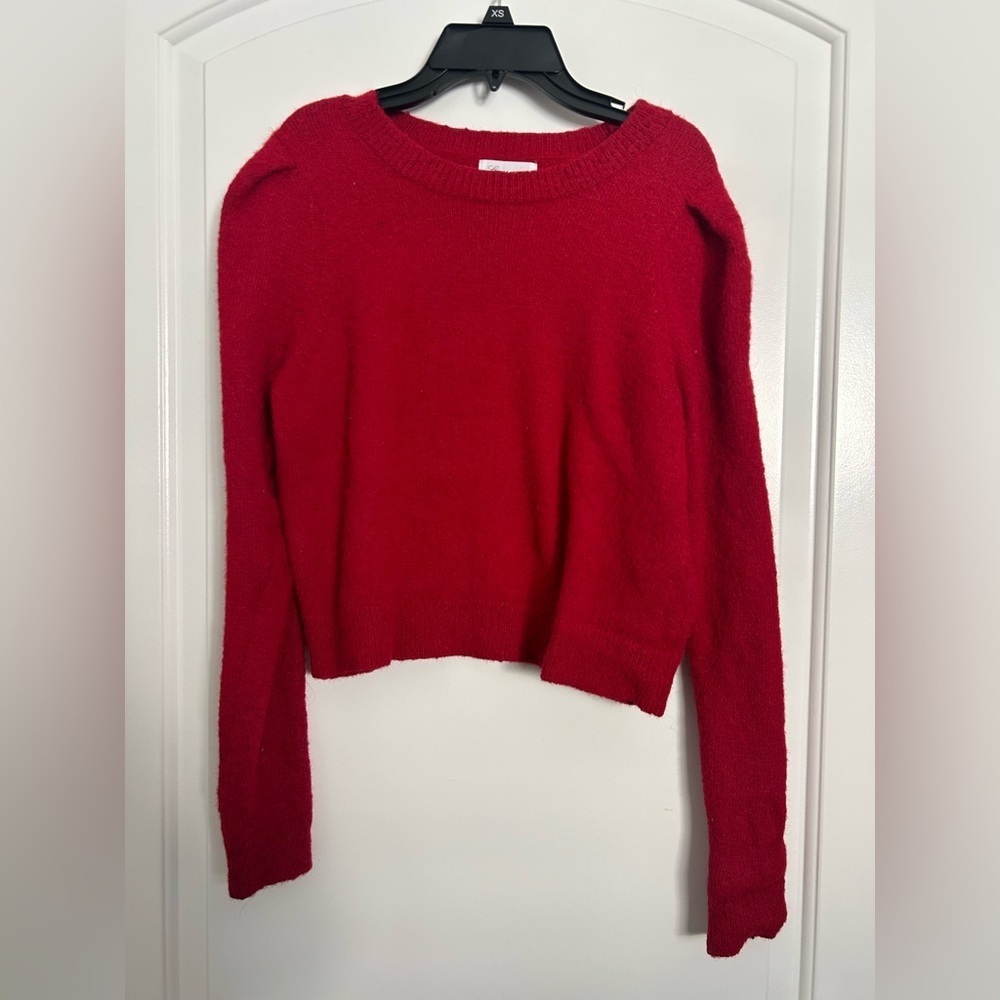 Lovers and Friends Revolve Cherry Red Tight Knit Sweater size small fall 90s